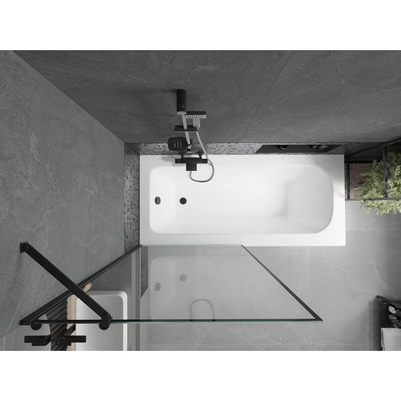 Mexen Vega Obdĺžniková vaňa 180 x 80 cm s krytom a 1-krídlovou zástavou 90 cm, čierny vzor - 550118080X9509007070