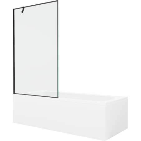 Mexen Vega obdĺžniková vaňa 180 x 80 cm s krytom a 1-krídlovým zástenom 100 cm, čierny vzor - 550118080X9510007070