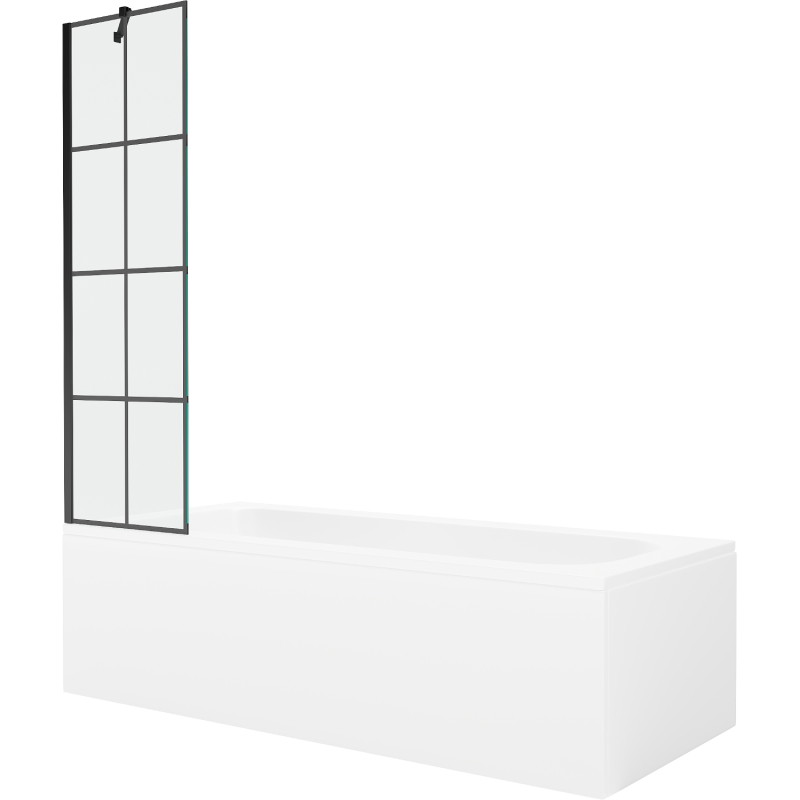 Mexen Vega obdĺžniková vaňa 180 x 80 cm s krytom a 1-krídlovým závesom 50 cm, čierny vzor - 550118080X9505007077