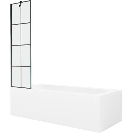 Mexen Vega obdĺžniková vaňa 180 x 80 cm s krytom a 1-krídlovým závesom 50 cm, čierny vzor - 550118080X9505007077