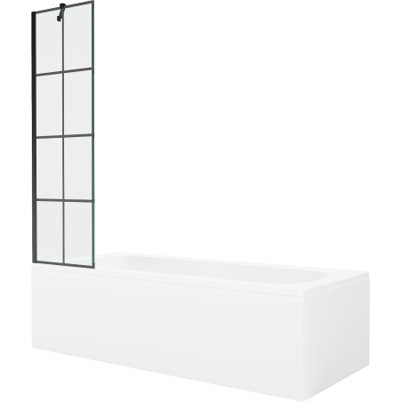 Mexen Vega obdĺžniková vaňa 180 x 80 cm s obložením a jedným skladacím panelom 50 cm, čierny vzor - 550118080X9505007077