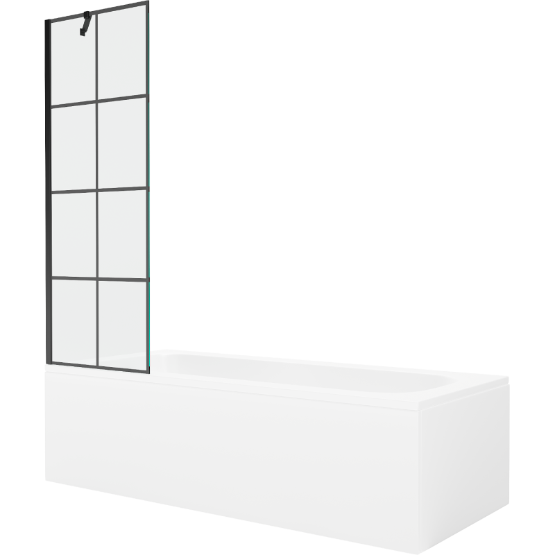 Mexen Vega obdĺžniková vaňa 180 x 80 cm s krytom a jednokrídlovou zástavou 60 cm, čierny vzor - 550118080X9506007077