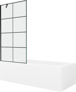 Mexen Vega Obdĺžniková vaňa 180 x 80 cm s obloženosťou a jednodverovým zástenou 90 cm, čierny vzor