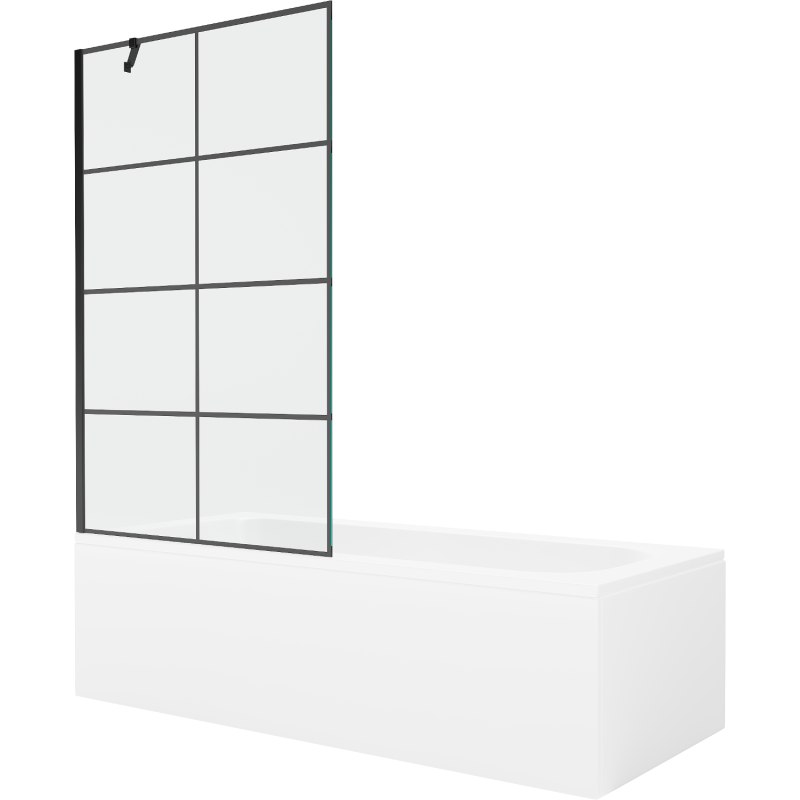 Mexen Vega obdĺžniková vaňa 180 x 80 cm s obložením a 1-krídlovou zástenou 100 cm, čierny vzor - 550118080X9510007077