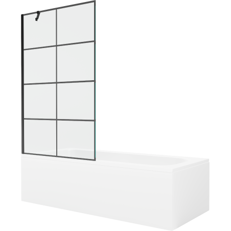 Mexen Vega obdĺžniková vaňa 180 x 80 cm s obložením a 1-krídlovým zástenou 100 cm, čierny vzor - 550118080X9510007077