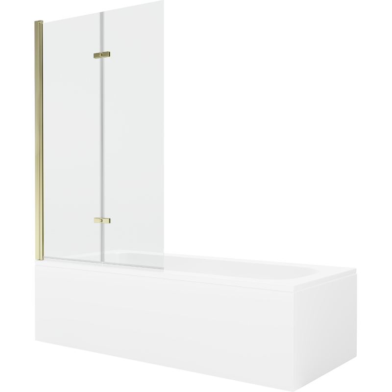 Mexen Vega obdĺžniková vaňa 170 x 70 cm s obkladom a 2-krídlovou zástenou 100 cm, Transparentné, Zlatá - 550117070X9210025000