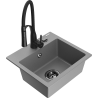 Mexen Milo žulový kuchynský drez s 1-komorou a kuchynskou batériou Aster, sivý - 6505-71-73450-70-B