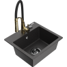 Mexen Milo granitový drez s 1 komorou a kuchynskou batériou Aster, čierny s bodkami - 6505-76-73450-57-B