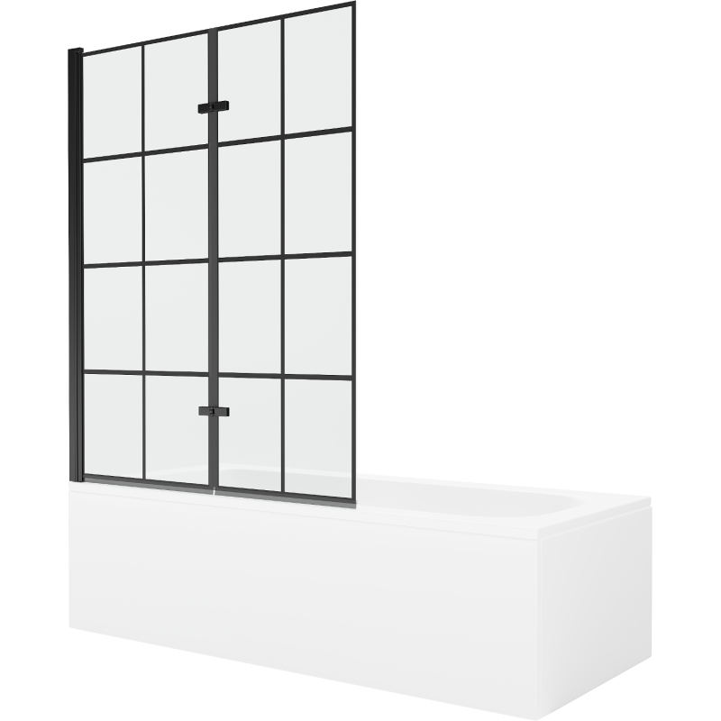 Mexen Vega obdĺžniková vaňa 170 x 70 cm s obkladom a 2-krídlovou zástenou 120 cm, Čierny vzor - 550117077X9212027077