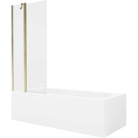 Mexen Vega obdĺžniková vaňa 150 x 70 cm s krytom a jednokrídlovým paravánom 80 cm, priehľadná, zlatá - 550115070X9408115000