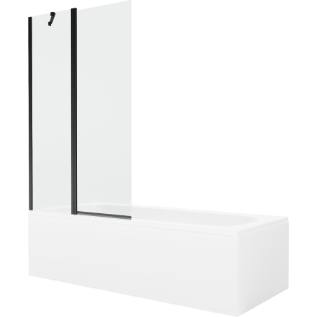 Mexen Vega obdĺžniková vaňa 150 x 70 cm so zástenou a 1-krídlovými dverami 100 cm, transparentná, čierna - 550115070X9410117000