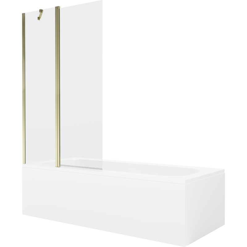 Mexen Vega obdĺžniková vaňa 150 x 70 cm s krytom a 1-krídlovou zástennou 100 cm, priehľadná, zlatá - 550115070X9410115000