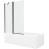 Mexen Vega obdĺžniková vaňa 150 x 70 cm s obudou a paravánom 1-krídlovým 120 cm, transparentný, čierny - 550115070X9412117000