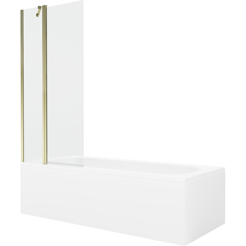 Mexen Vega obdĺžniková vaňa 170 x 70 cm s obudovaním a 1-krídlovým paravánom 80 cm, transparentná, zlatá - 550117070X9408115000