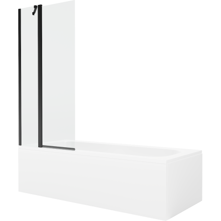 Mexen Vega obdĺžniková vaňa 170 x 70 cm s obkladom a 1-krídlovým paravánom 80 cm, transparentný, čierny - 550117070X9408117000