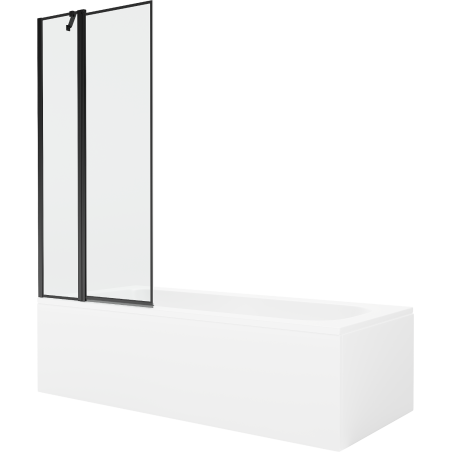 Mexen Vega obdĺžniková vaňa 170 x 70 cm s obkladom a 1-krídlovou sprchovou zástenou 80 cm, Čierny vzor - 550117070X9408117070