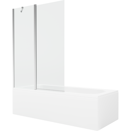 Mexen Vega obdĺžniková vaňa 170 x 70 cm s panelom a 1-krídlovým zástupom 120 cm, transparentná, chróm - 550117070X9412110100