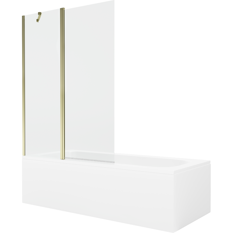Mexen Vega obdĺžniková vaňa 170 x 70 cm s panelom a 1-krídlovou zástenou 120 cm, transparentná, zlatá - 550117070X9412115000