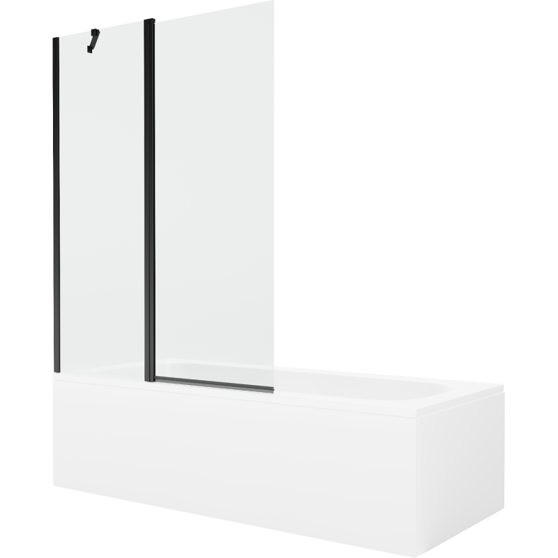 Mexen Vega obdĺžniková vaňa 170 x 70 cm s obložením a 1-krídlovým paravánom 120 cm, transparentná, čierna - 550117070X9412117000