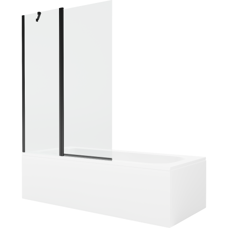 Mexen Vega obdĺžniková vaňa 170 x 70 cm s obložením a 1-krídlovým paravánom 120 cm, transparentná, čierna - 550117070X9412117000