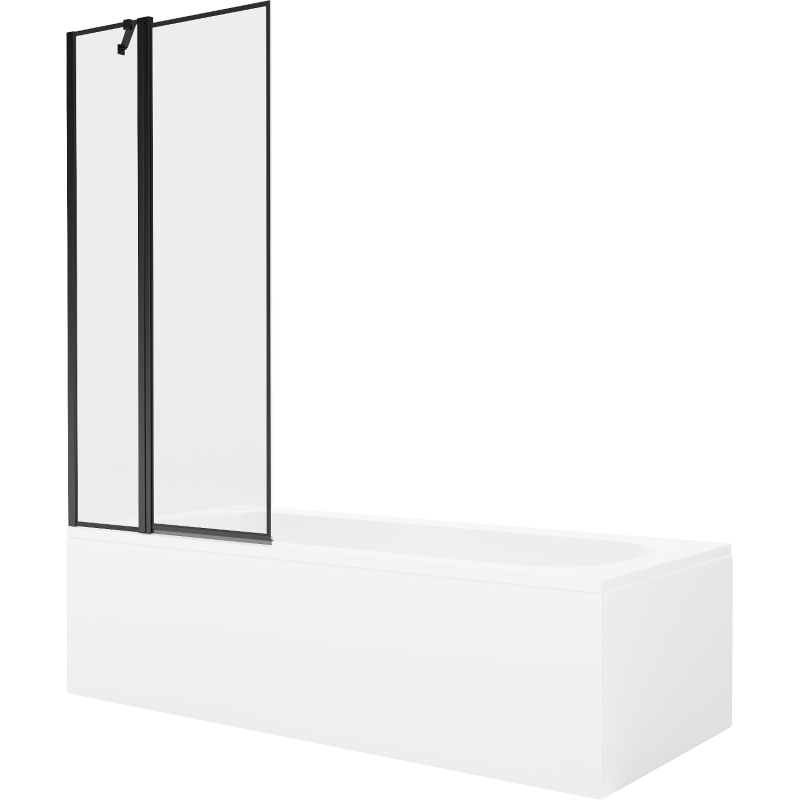 Mexen Vega obdĺžniková vaňa 180 x 80 cm s obkladom a 1-krídlovou sprchovou zástenou 80 cm, Čierny vzor - 550118080X9408117070