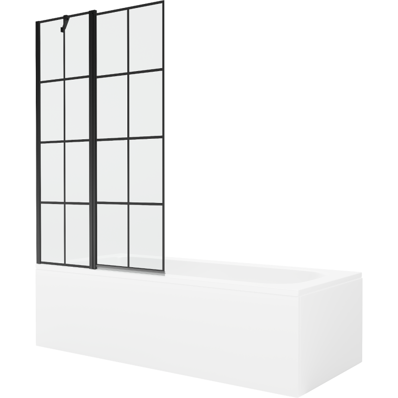 Mexen Vega obdĺžniková vaňa 180 x 80 cm s obkladom a 1-krídlovou sprchovou zástenou 100 cm, Čierny vzor - 550118080X9410117077