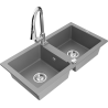 Mexen Mario granitový kuchynský drez dvojkomorový s kuchynskou batériou Elia, sivý - 6504-71-670101-00