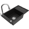Mexen Elias Granitový kuchynský drez 1-komorový s odkvapom a kuchynskou batériou Elia, čierny - 6511-77-670101-00