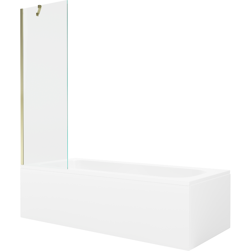 Mexen Vega obdĺžniková vaňa 180 x 80 cm s krytom a jedným krídlovým paravánom 60 cm, transparentná, zlatá - 550118080X9506000050