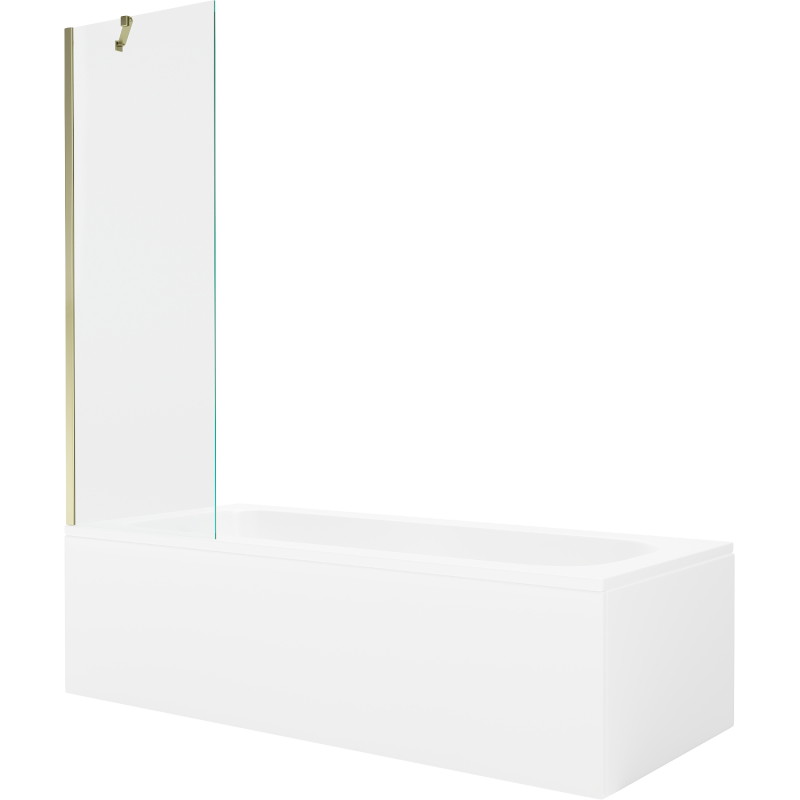 Mexen Vega obdĺžníková vaňa 170 x 70 cm s panelom a 1-krídlovou zástenou 60 cm, transparentná, zlatá