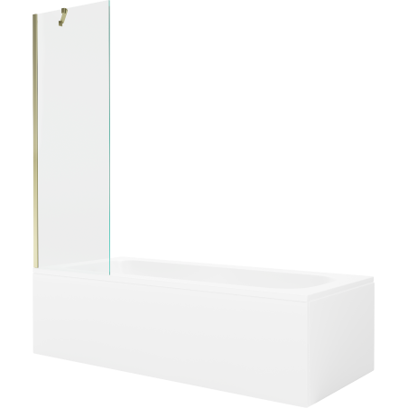 Mexen Vega obdĺžniková vaňa 170 x 70 cm s krytom a 1-krídlovým panelom 60 cm, transparentný, zlatý