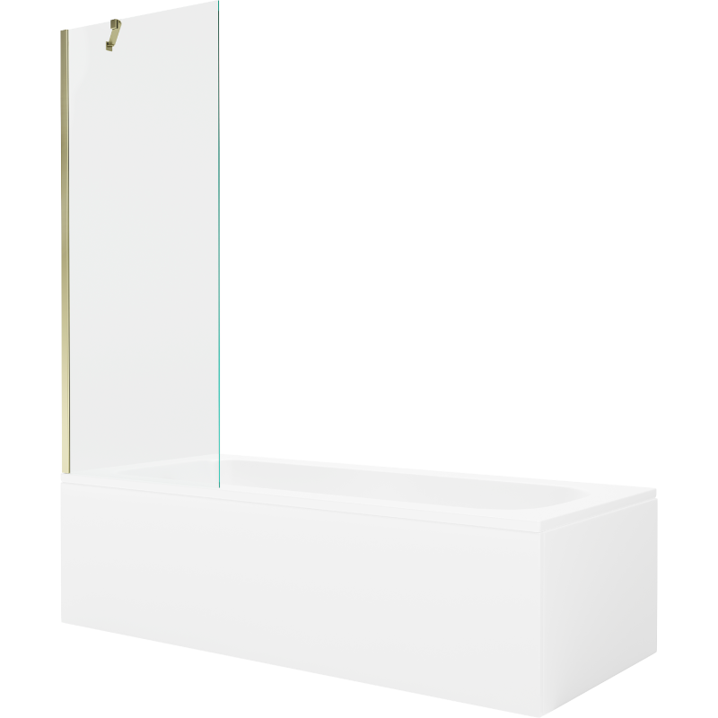 Mexen Vega obdĺžniková vaňa 170 x 70 cm s panelom a jednokrídlovou zástenou 70 cm, transparentná, zlatá - 550117070X9507000050