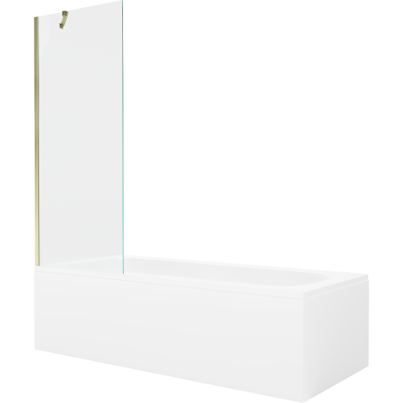 Mexen Vega obdĺžniková vaňa 170 x 70 cm s panelom a jednokrídlovou zástenou 70 cm, transparentná, zlatá - 550117070X9507000050