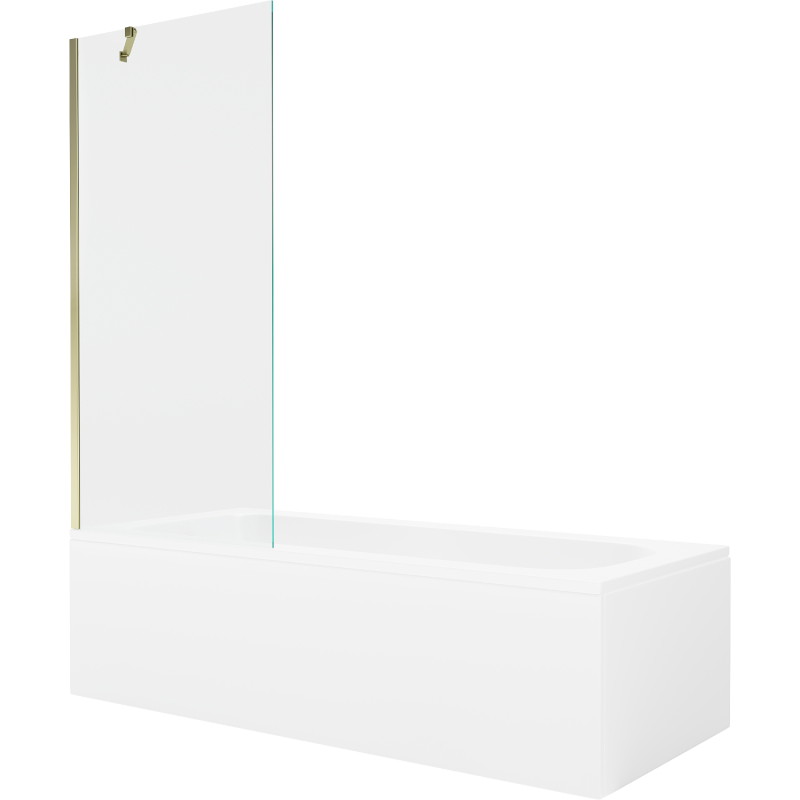 Mexen Vega obdĺžniková vaňa 160 x 70 cm s krytom a 1-krídlovým paravánom 80 cm, transparentná, zlatá
