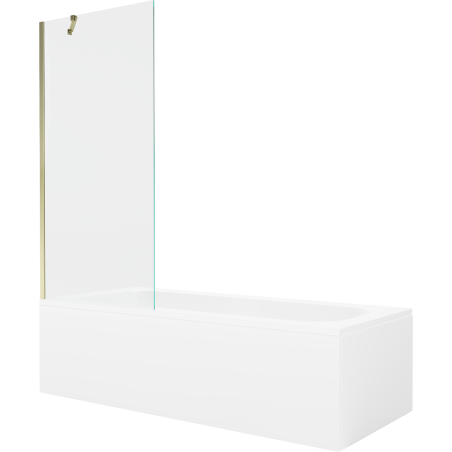 Mexen Vega obdĺžniková vaňa 160 x 70 cm s panelom a paravánom, 1-krídlový 80 cm, transparentná, zlatá - 550116070X9508000050