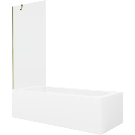 Mexen Vega obdĺžniková vaňa 150 x 70 cm s krytom a 1-krídlovým zástenom 80 cm, transparentná, zlatá - 550115070X9508000050