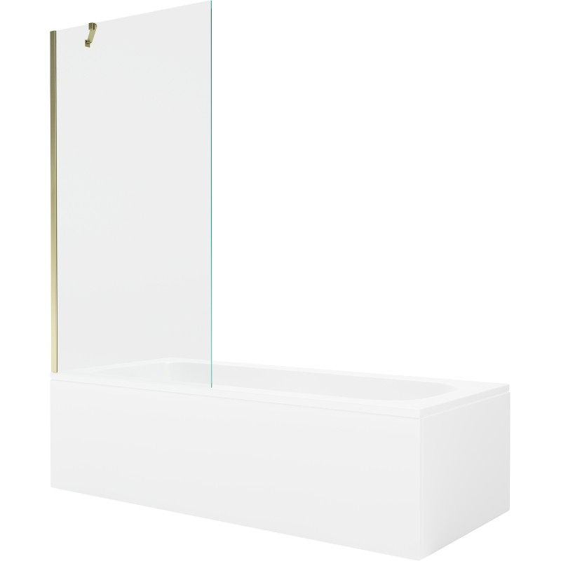 Mexen Vega obdĺžniková vaňa 170 x 70 cm s obkladom a 1-krídlovou zástenou 90 cm, transparentná, zlatá