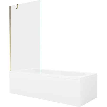 Mexen Vega obdĺžniková vaňa 170 x 70 cm s obkladom a 1-krídlovou zástenou 90 cm, transparentná, zlatá