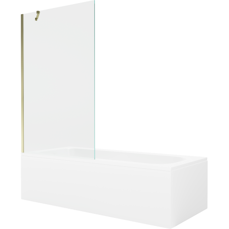 Mexen Vega obdĺžniková vaňa 160 x 70 cm s panelom a jednokrídlovou zástenou 100 cm, transparentná, zlatá