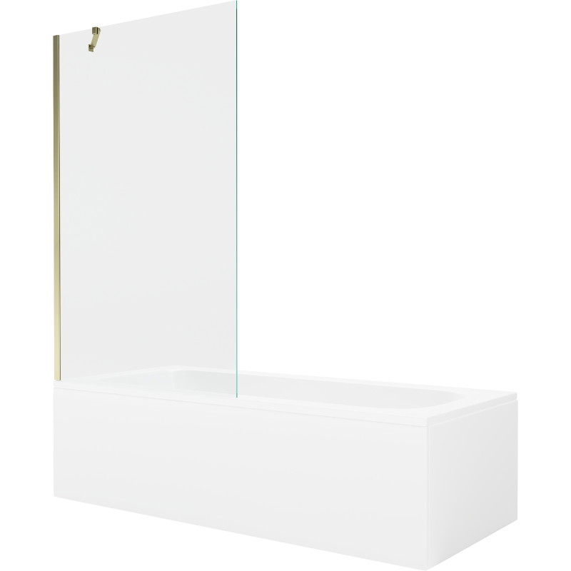 Mexen Vega obdĺžniková vaňa 180 x 80 cm s panelom a 1-krídlovými dverami 100 cm, transparentná, zlatá