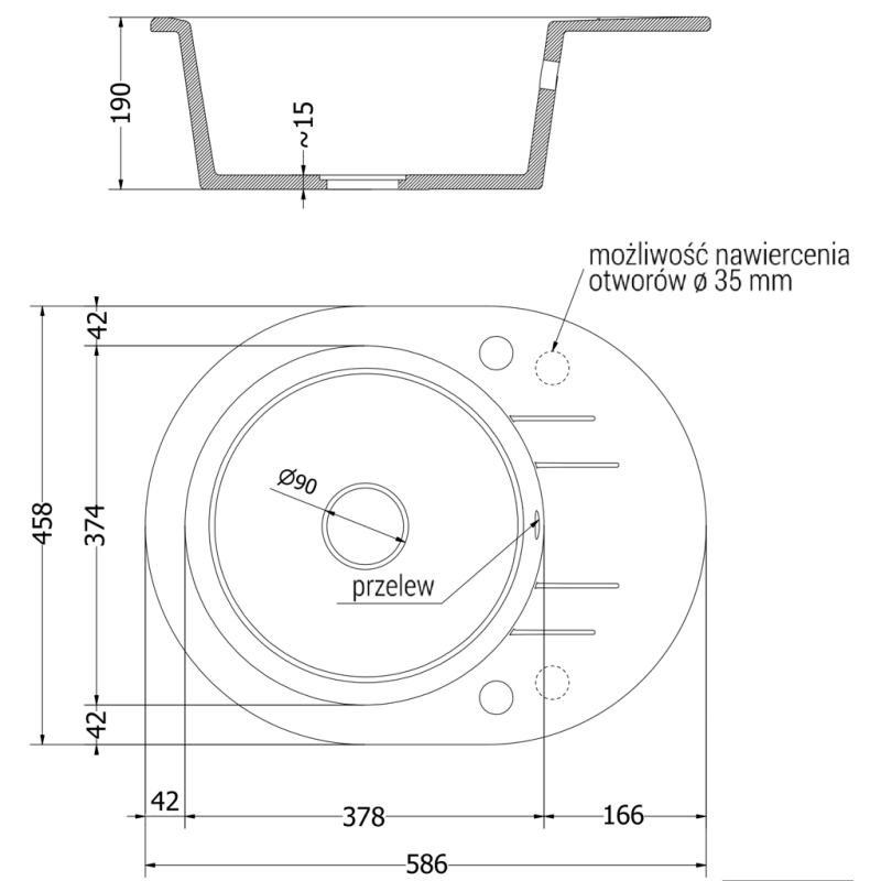 Mexen Kevin granitový jednodrezový kuchynský drez s odkvapom a kuchynskou batériou Elia, čierny/strieborný metalický