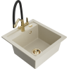Mexen Vito granitový drez 1-komorový s kuchynskou batériou Duo, béžový - 6503-69-671701-57-G