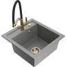 Mexen Vito granitový drez s 1 komorou a kuchynskou batériou Duo, šedý - 6503-71-671701-57-G