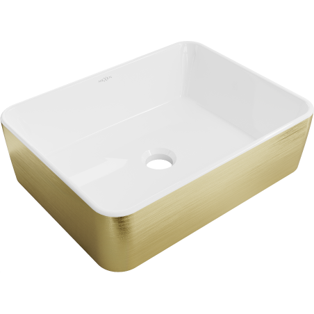 Mexen Catia umývadlo na dosku 48 x 38 cm, biela/zlatá vzor línie - 21314817