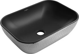 Mexen Rita umývadlo na dosku 45 x 32 cm, čierny mat/strieborný vzor šupiny - 21084572