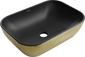 Mexen Rita umývadlo na dosku 45 x 32 cm, čierna matná/zlatý vzor šupiny - 21084578