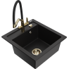Mexen Vito granitový kuchynský drez 1-komorový s kuchynskou batériou Duo, čierny - 6503-77-671701-57-G