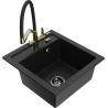 Mexen Vito žulový drez s 1 komorou s kuchynskou batériou Duo, čierny - 6503-77-671701-57-B