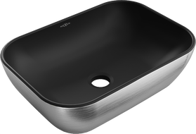 Mexen Rita umývadlo na dosku 45 x 32 cm, čierna matná/strieborný vzor čiary - 21084573