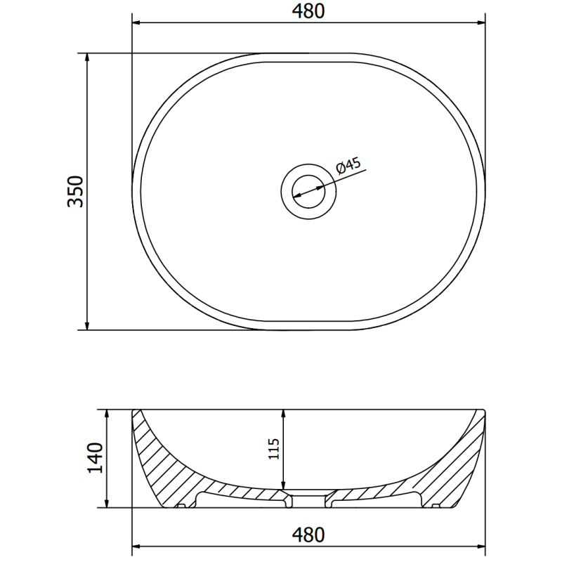 Mexen Viki umývadlo na dosku 48 x 35 cm, čierna matná/zlatý vzor mriežka - 21054879